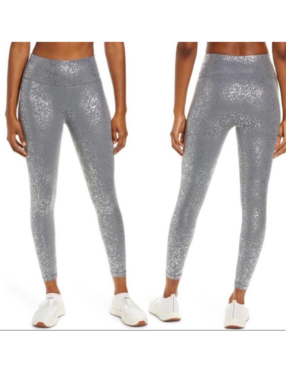 Sweaty Betty Goddess Gray Terrazzo Foil Print Leggings